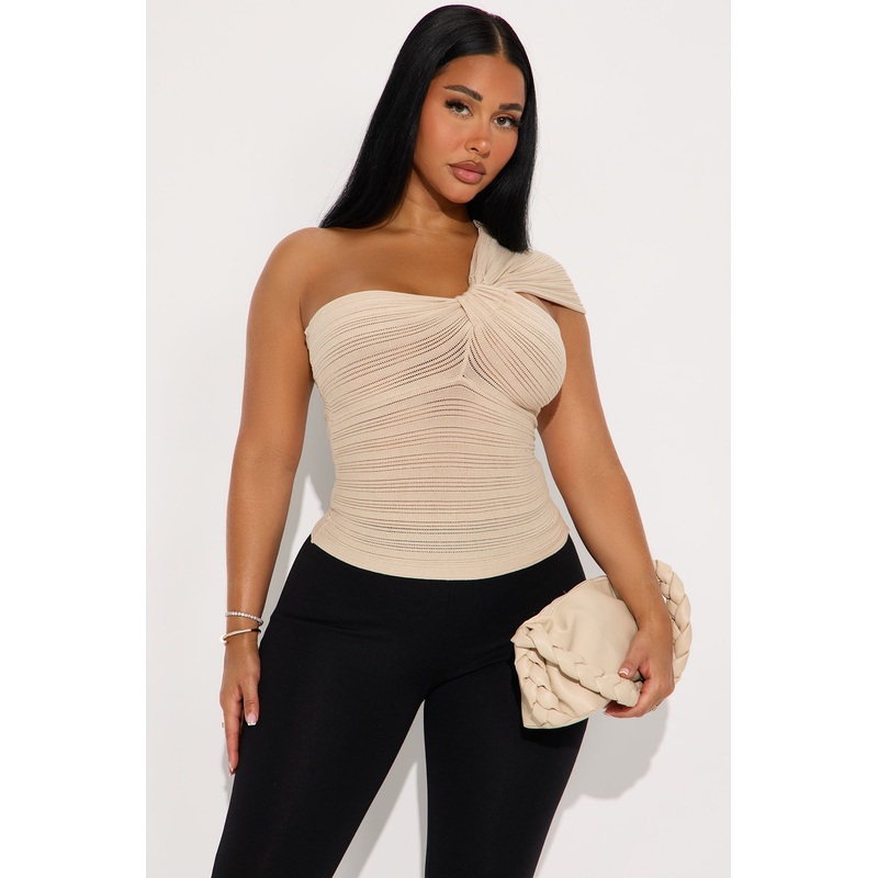 Just Because Knot Sweater Top – Beige