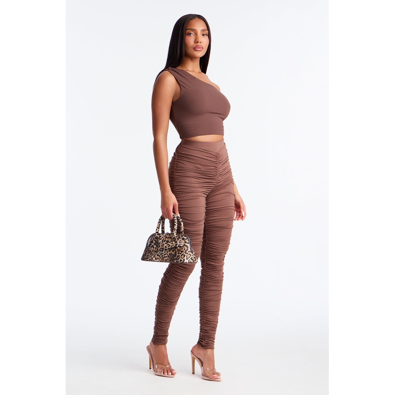Perfectly Pinched Ruched High Rise Legging – Chocolate