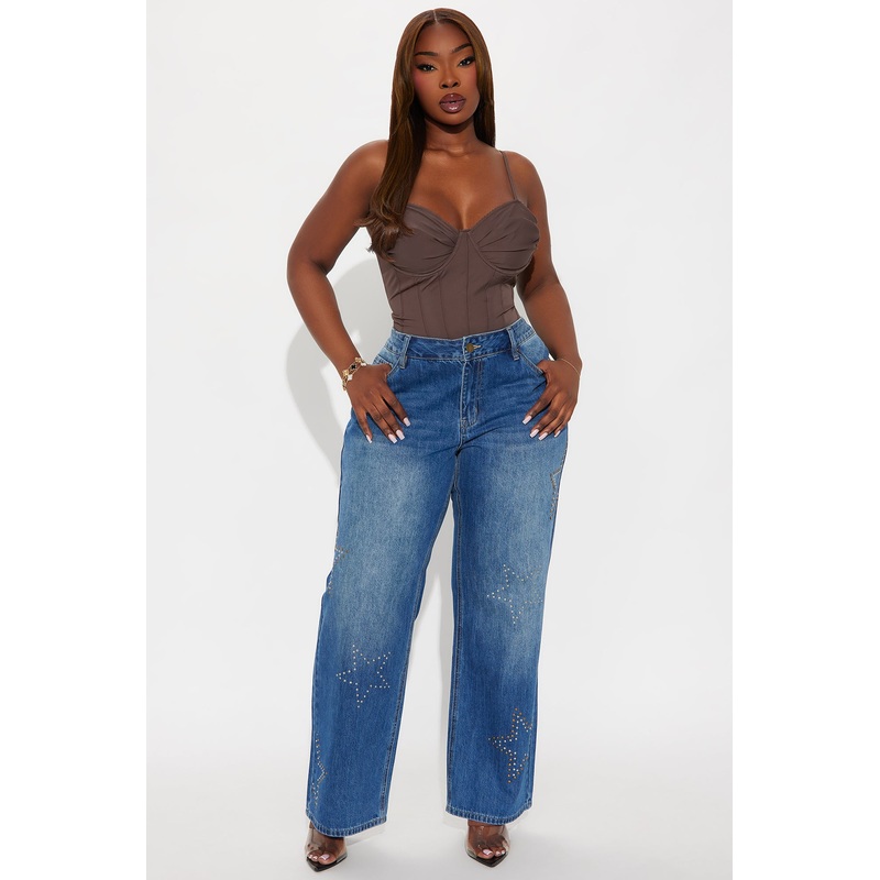 Ready For Stardom Studded Wide Leg Jean – Dark Wash