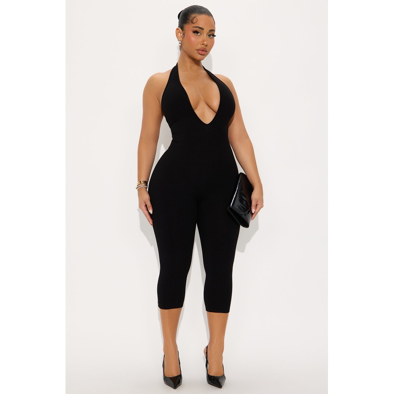 Ana Halter Snatched Jumpsuit – Black