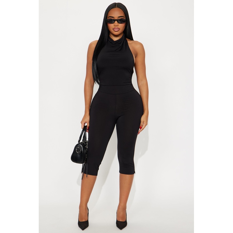 Body Language Halter Capri Jumpsuit – Black