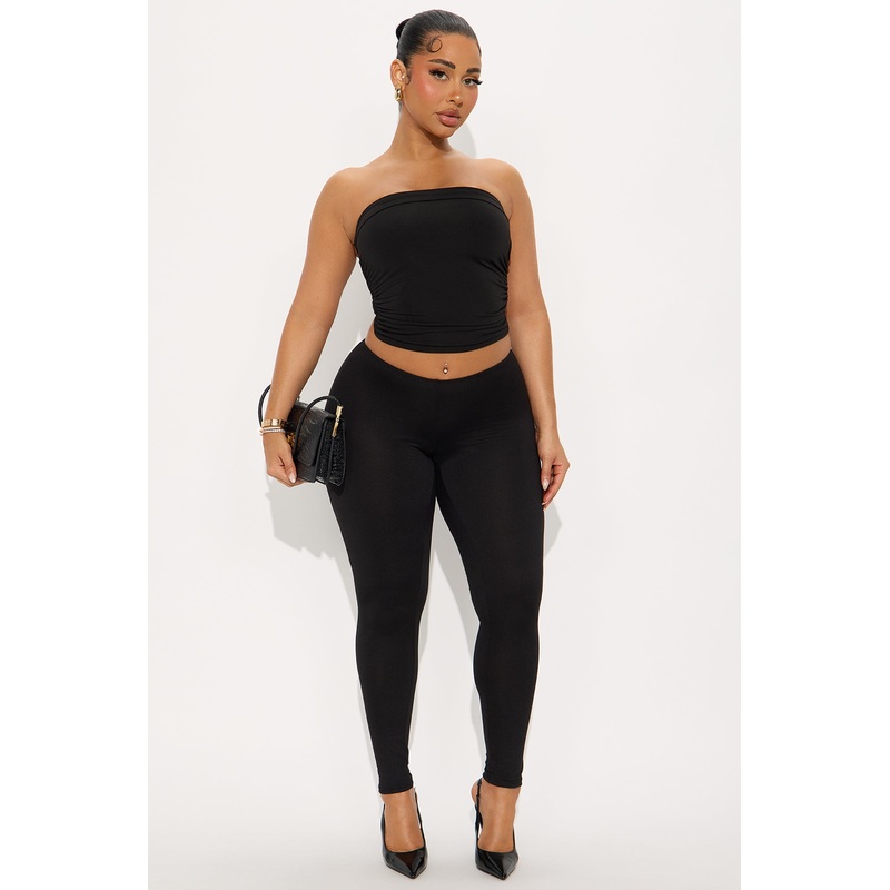 Feeling Cheeky Mid Rise Ruched Butt Legging – Black