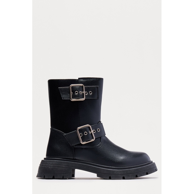 Osaka Buckle Boots – Black