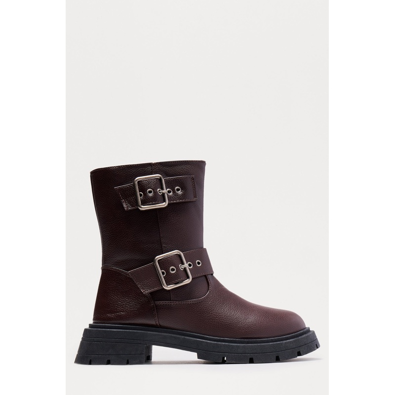 Osaka Buckle Boots – Brown
