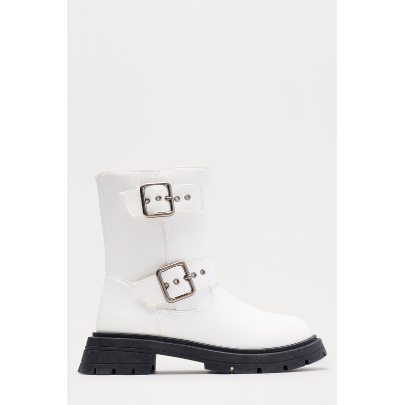 Osaka Buckle Boots – White