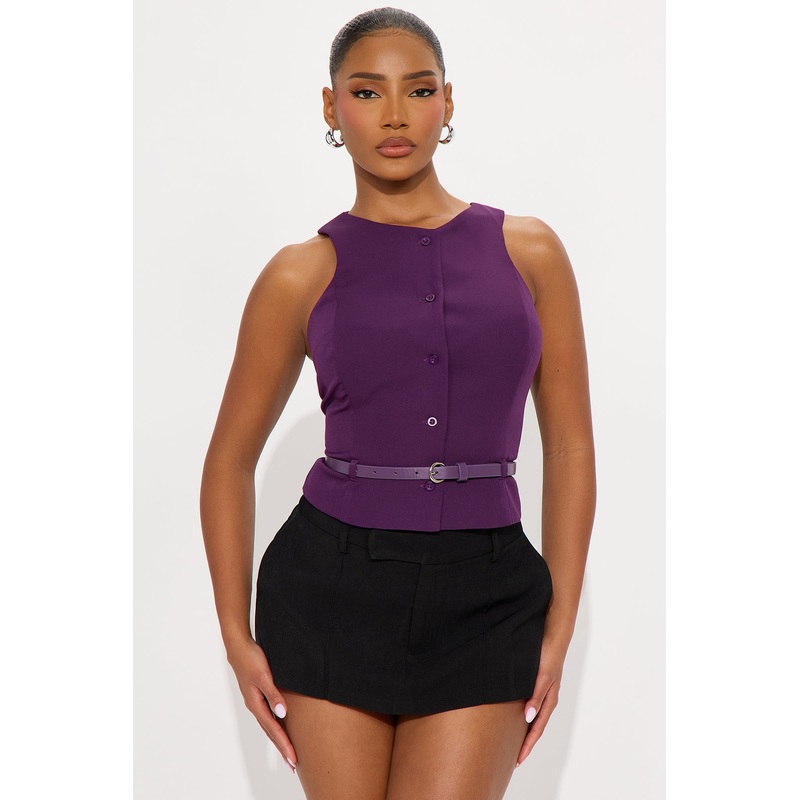 Summer Anthem Belted Vest Top – Plum