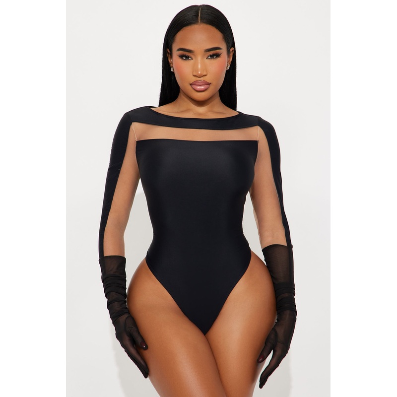 Testify Against Him Long Sleeve Bodysuit – Black