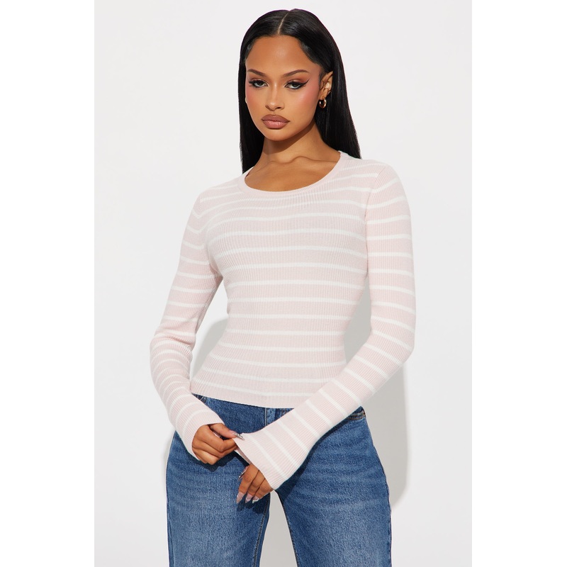 Tylie Striped Sweater Top – Pink/combo