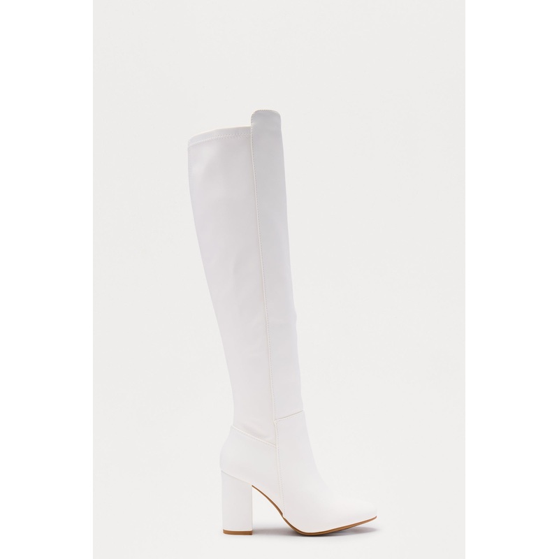 Whiskey Faux Leather Boots – White