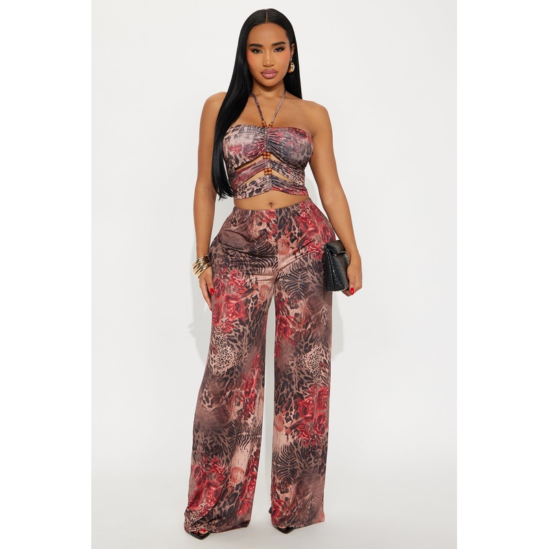 Wild Love Halter Pant Set – Brown Combo