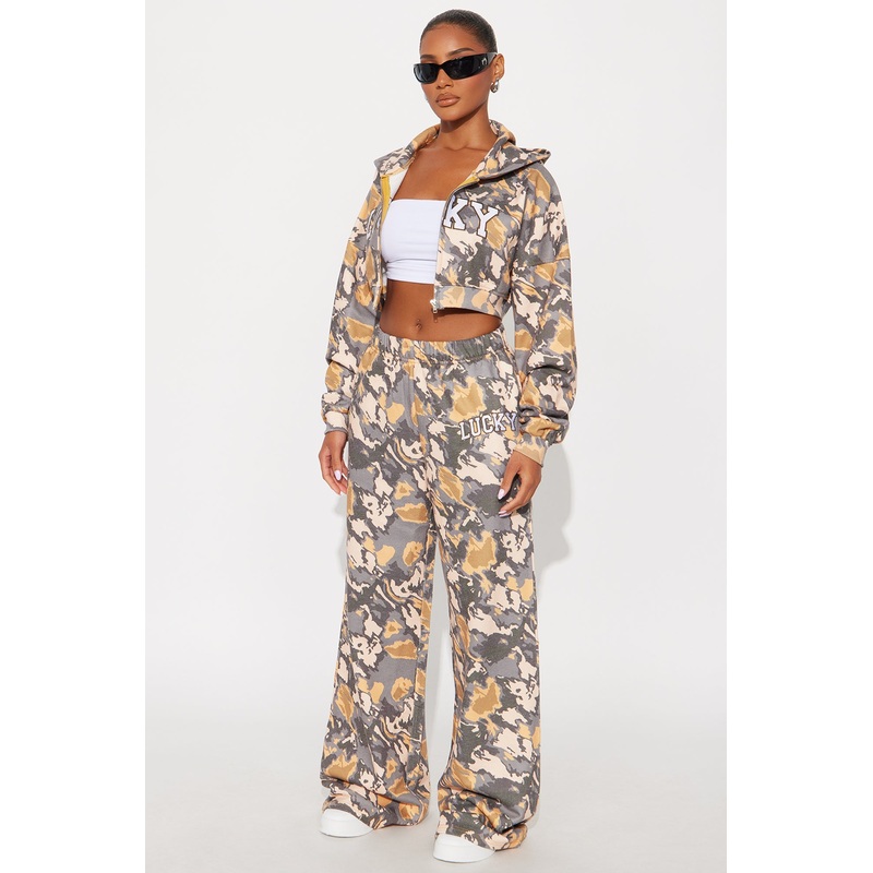 Always Lucky Camo Pant Set – Grey/combo
