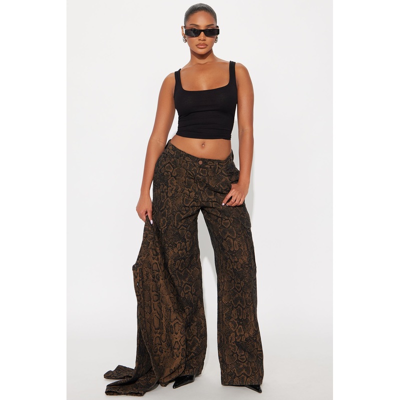 Bite Back Cargo Straight Leg Jeans – Brown/combo