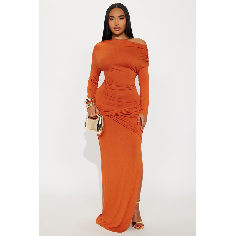 Bradbury Asymmetrical Maxi Dress – Orange
