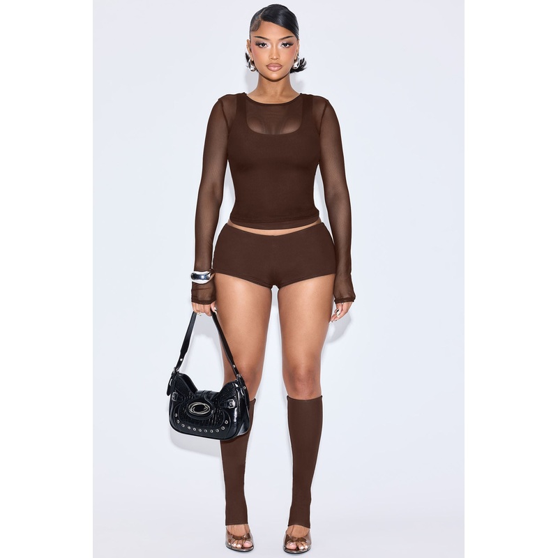 Brixley 3 Piece Double Lined Short Set – Chocolate