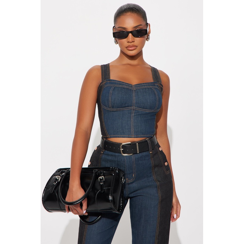 Busy Body Stretch Tailored Bustier – Dark Wash