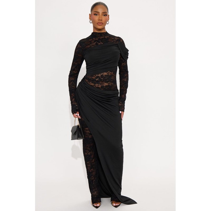 Claudette Lace Long Sleeve Jumpsuit – Black