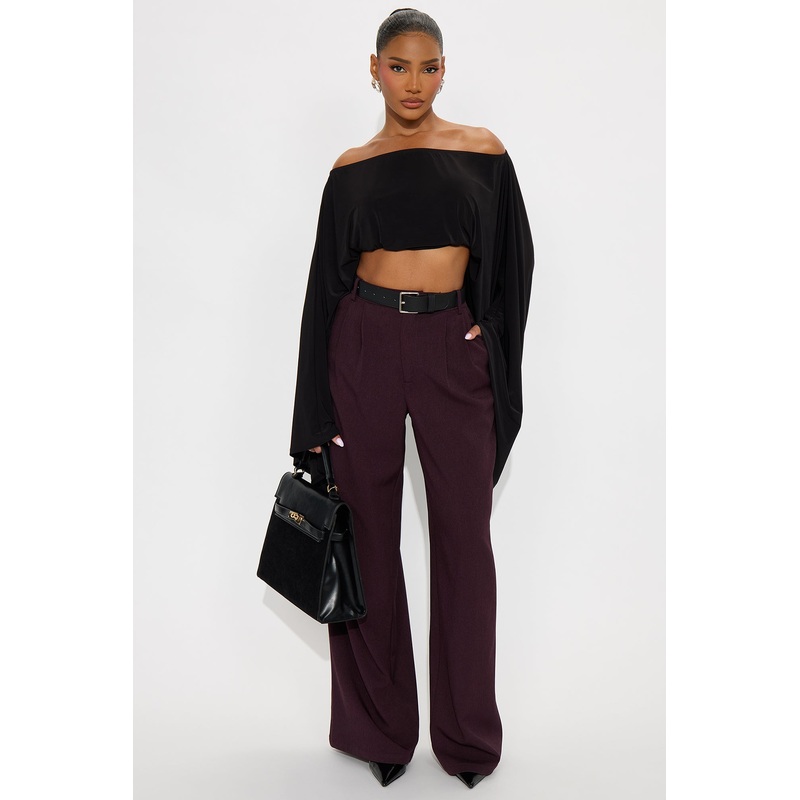 Cynthia Wide Leg Trouser Pant 33 – Plum