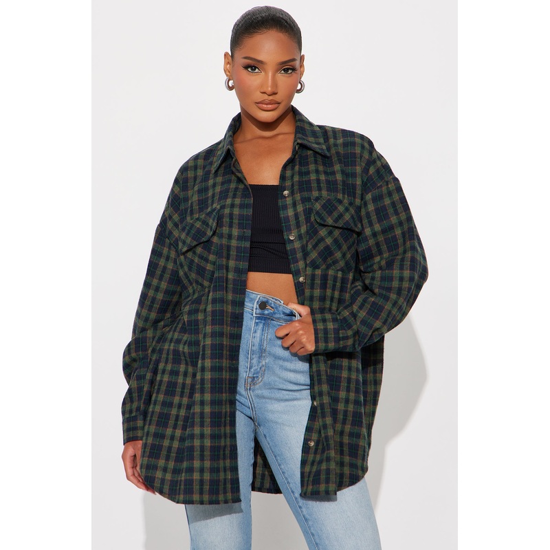 Don’t Bother Flannel Plaid Shirt – Green/combo