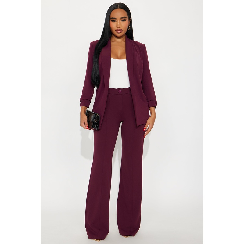 Heidi Wide Leg Trouser Pant – Burgundy