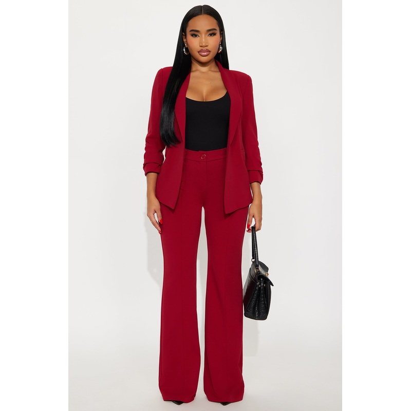 Heidi Wide Leg Trouser Pant – DarkRed