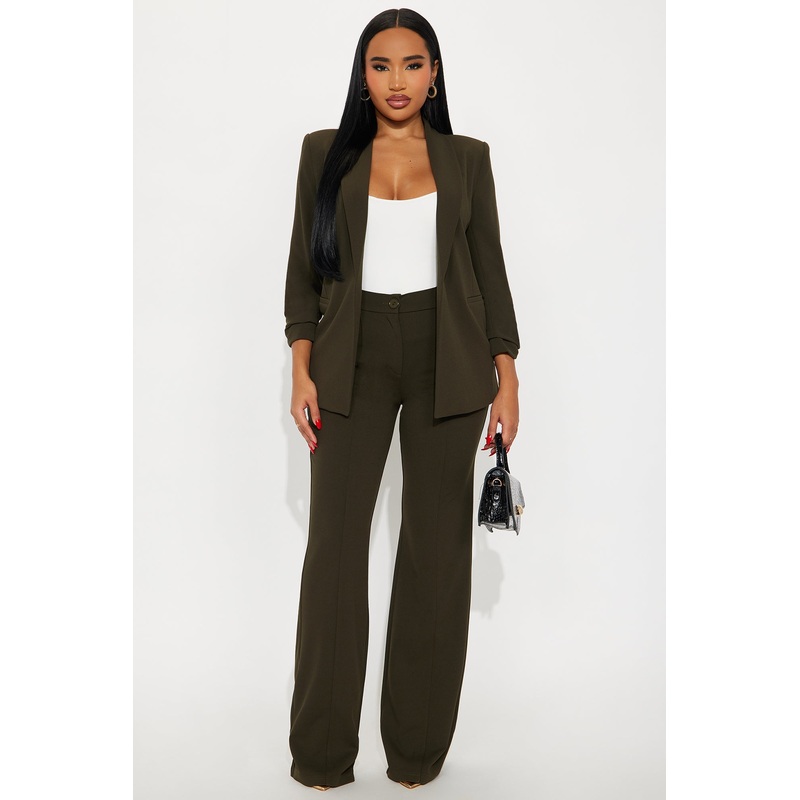 Heidi Wide Leg Trouser Pant – Olive