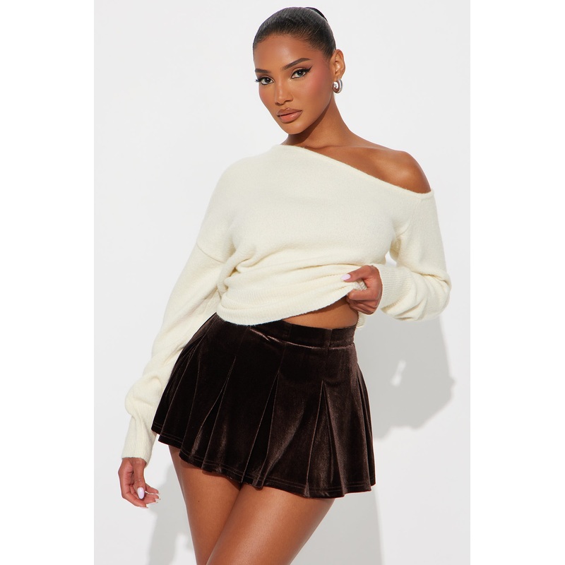 Just For Fun One Shoulder Sweater – Cream