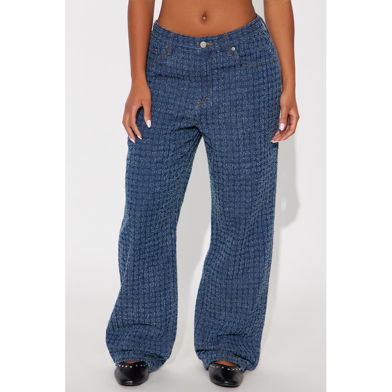 Madison Textured Straight Leg Jeans – Dark Wash