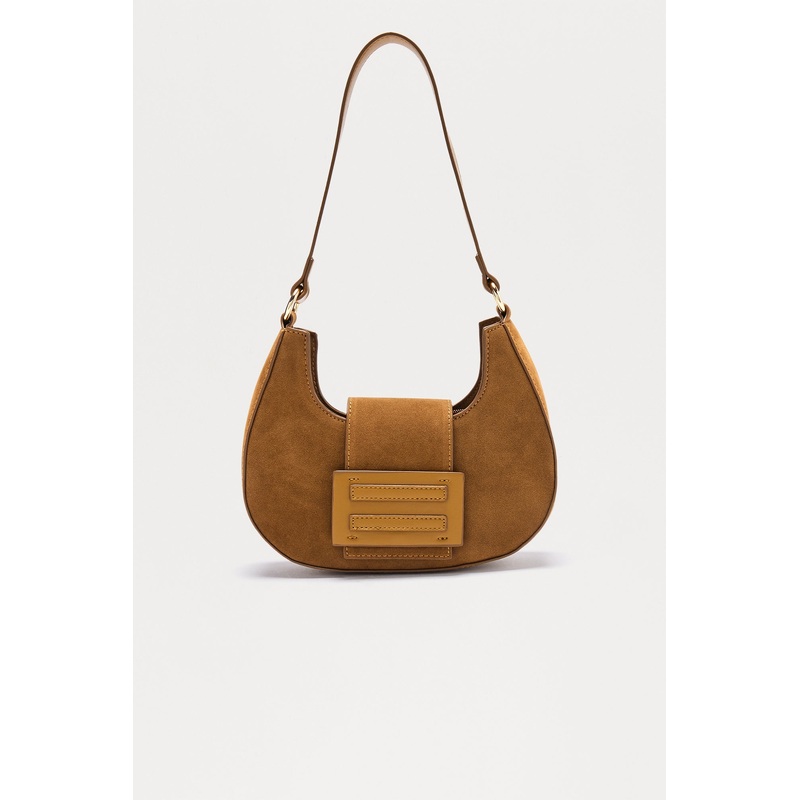 New Priorities Faux Suede Shoulder Bag – Tan