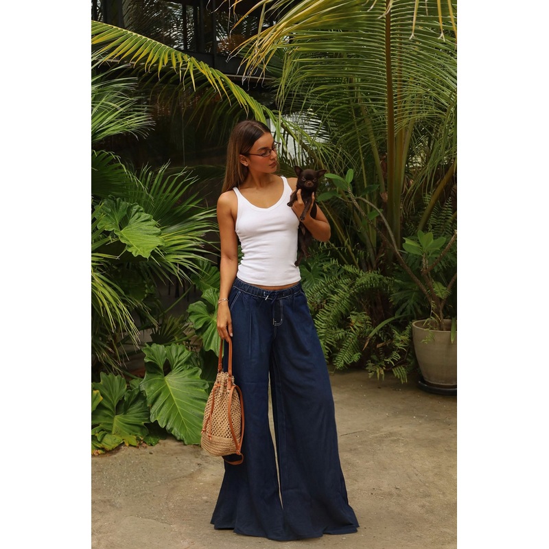 Northport Drapey Wide Leg Jeans – Dark Denim