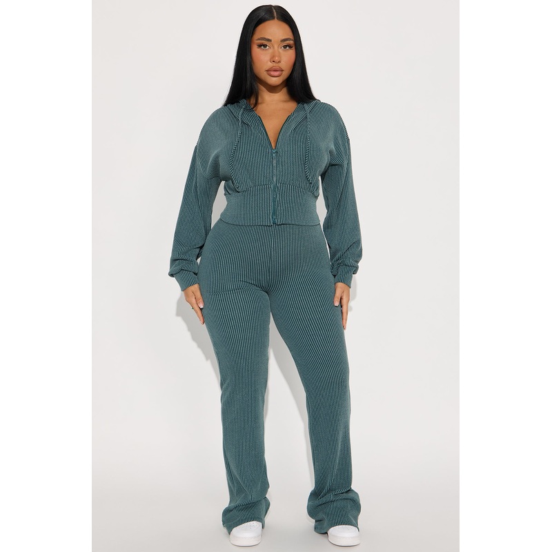 On A Journey Ribbed Hoodie Pant Set – Teal