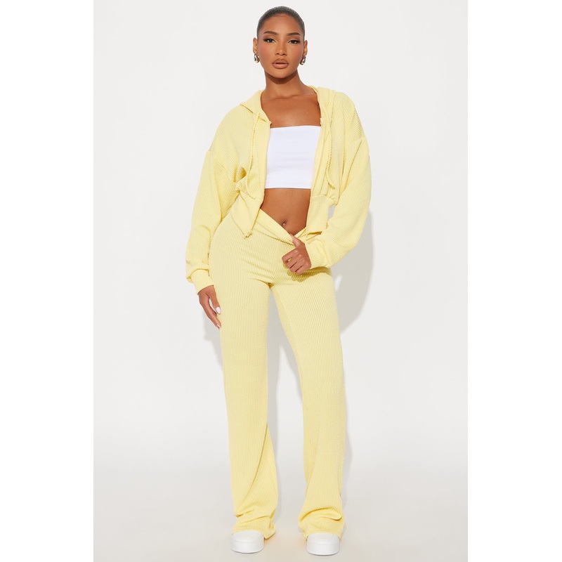 On A Journey Ribbed Hoodie Pant Set – Yellow