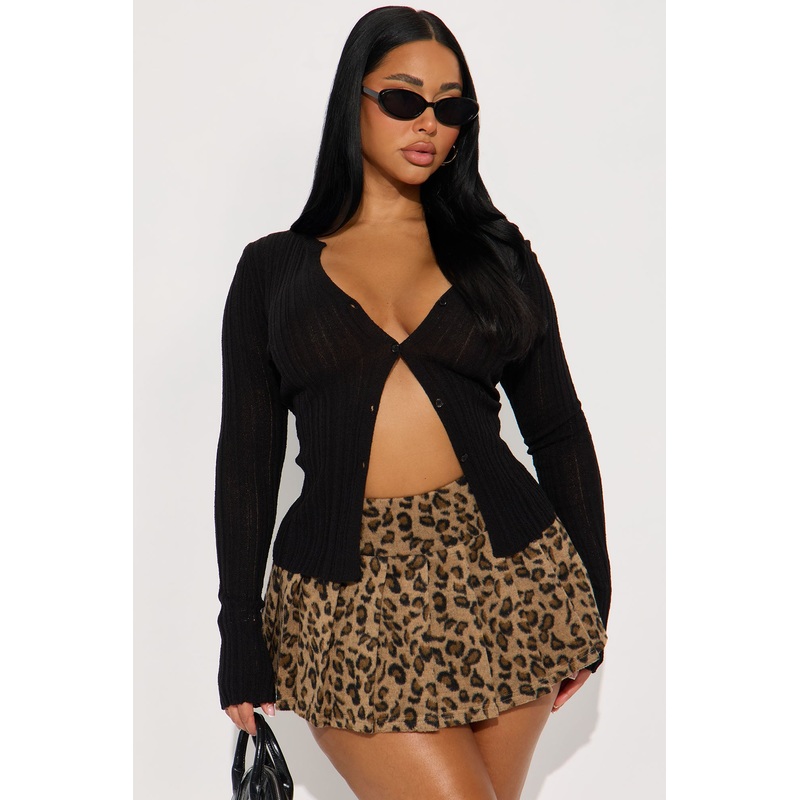 One More Chance Plisse Cardigan – Black