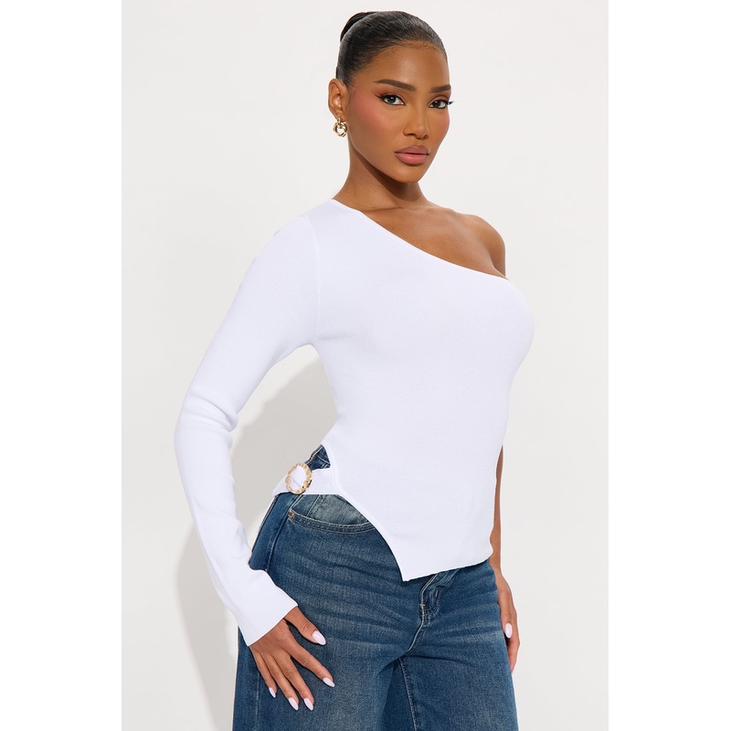Take Me Away Hardware Sweater Top – White