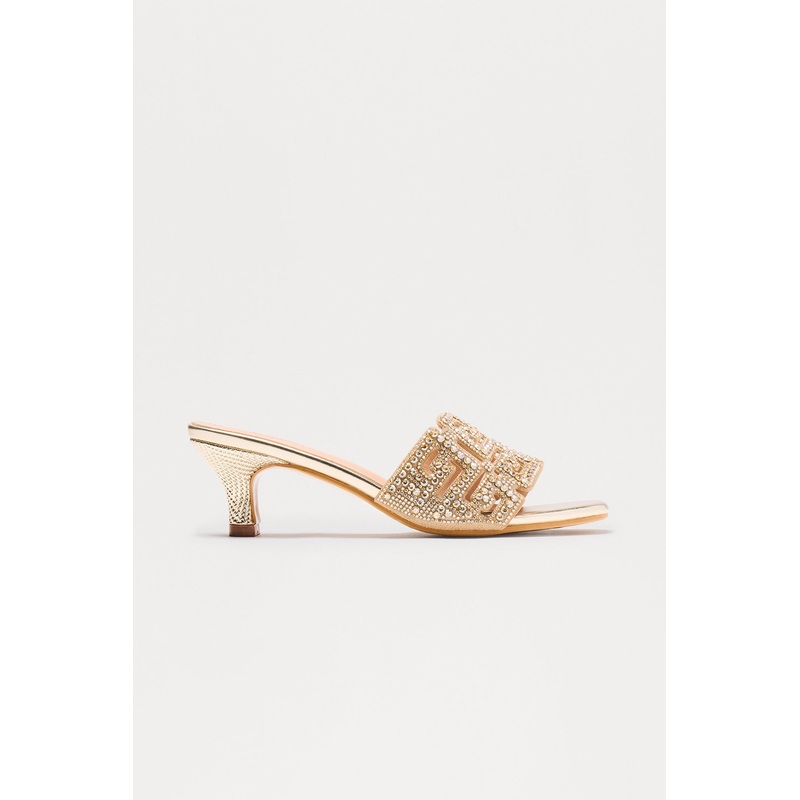Twinkle Rhinestone Mules – Gold