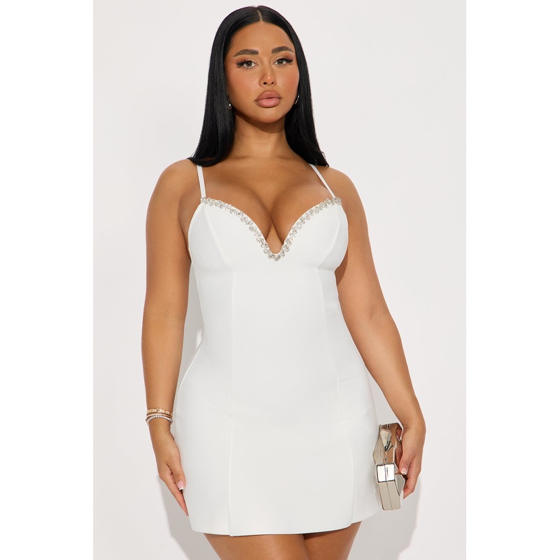 Vivi Rhinestone Bandage Mini Dress – White