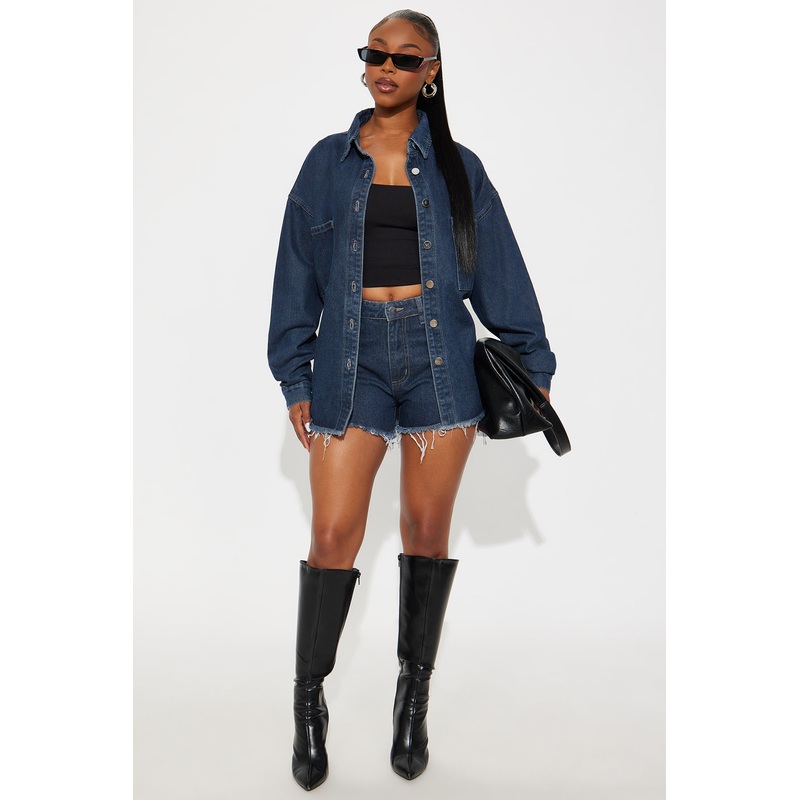 Audrey Denim Short Set – Dark Denim
