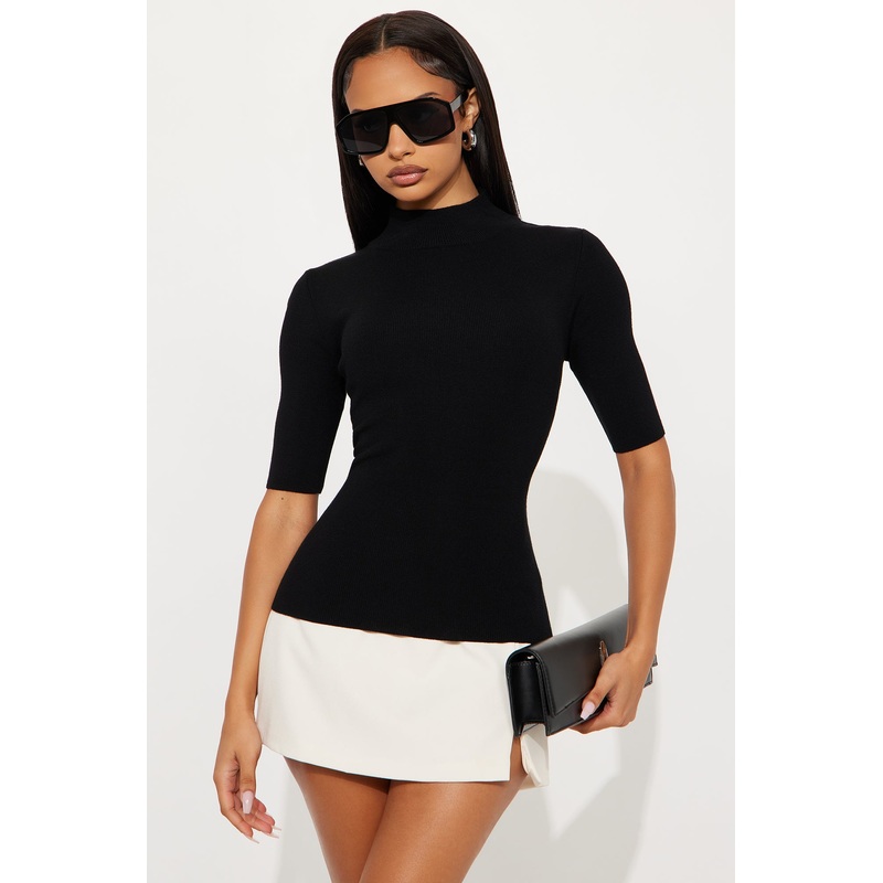 CALM VIBES RIBBED SWEATER – Black