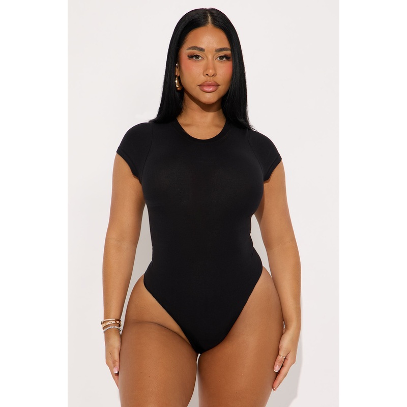 Cotton T-Shirt Shaping Bodysuit – Black