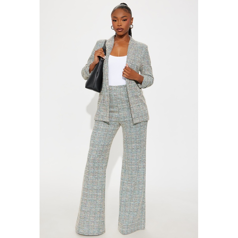 High Priority Knit Tweed Blazer Pant Set – Multi Color