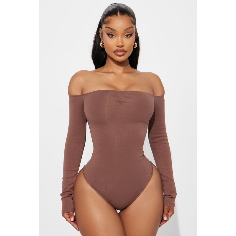 Kelly  Off Shoulder Bodysuit – Mocha