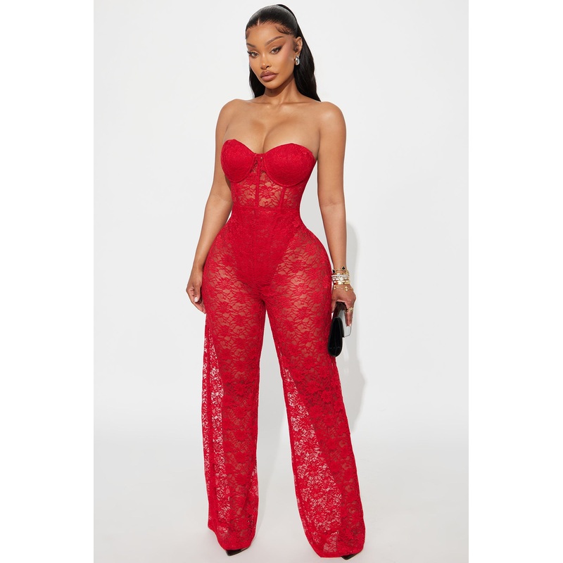 Laced In Lust Corset Pant Set – Red