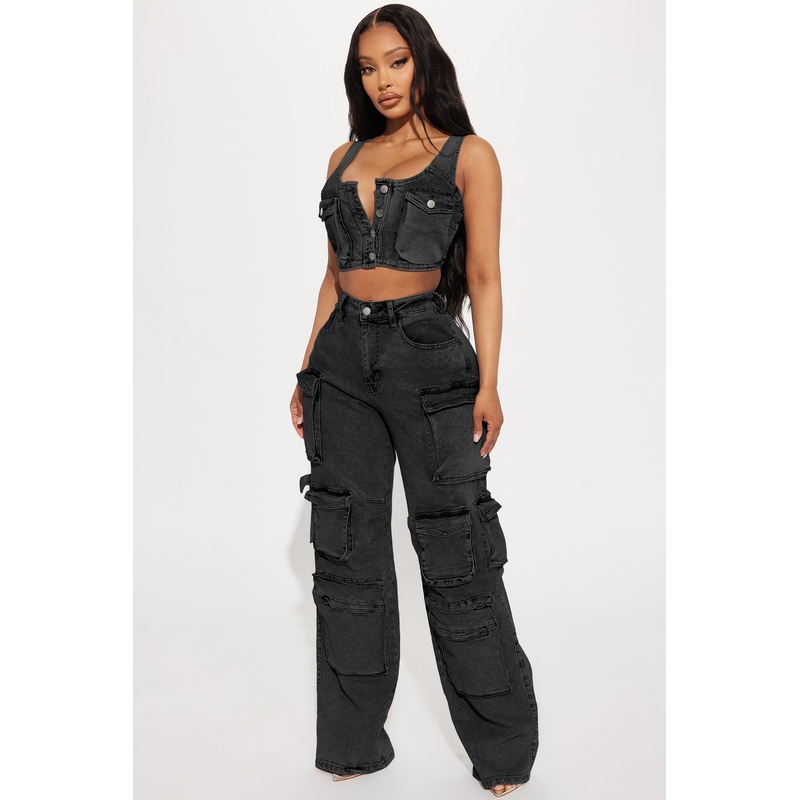 Losing Time Cargo Pant Set – Black