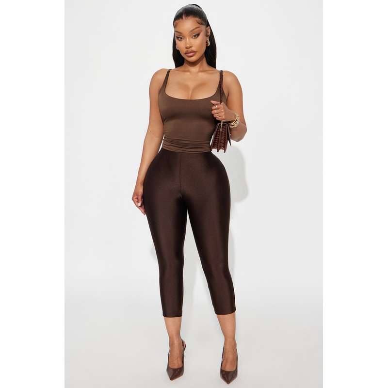 Nikole High Rise Tricot Capri Legging – Chocolate