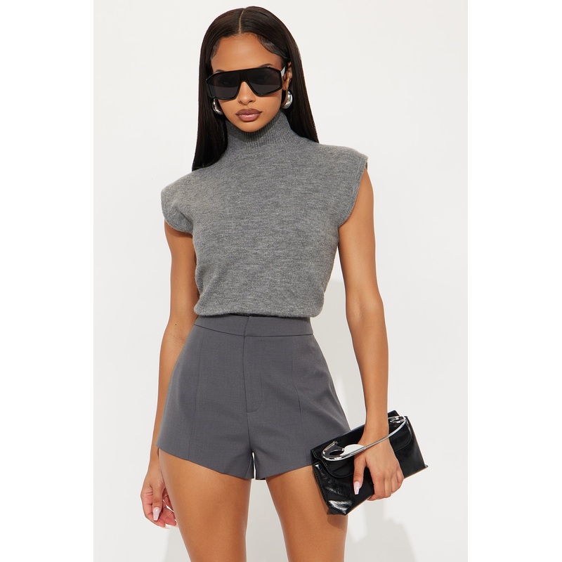 After Work Mock Neck Sweater – Charcoal