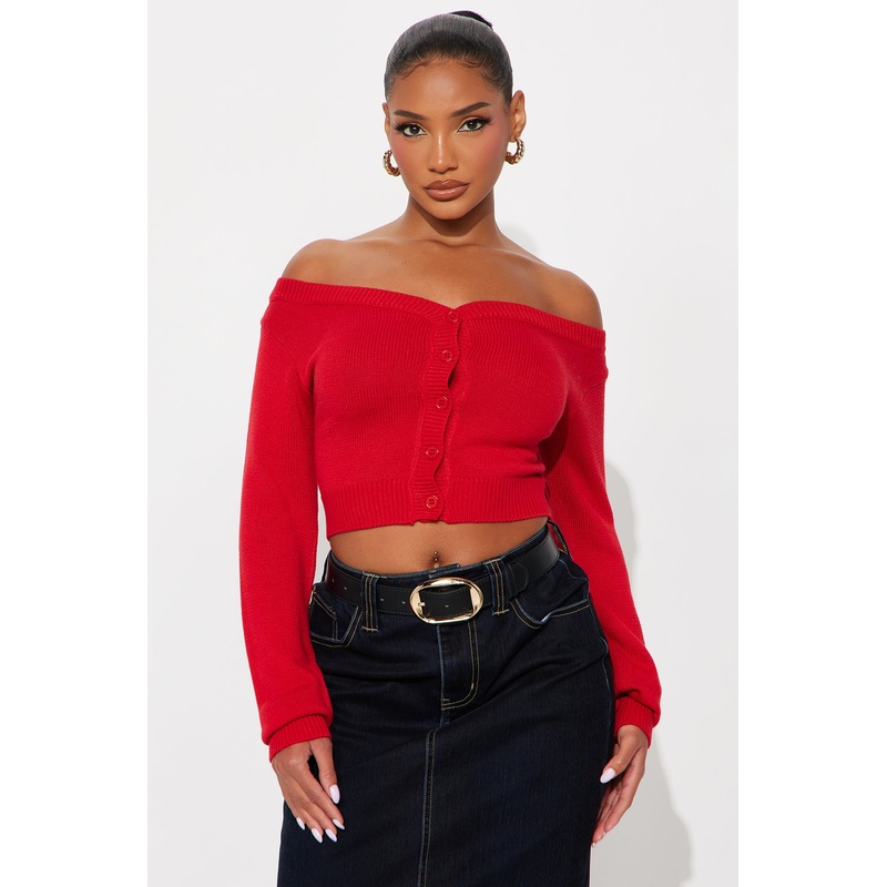 All I’ve Got Boat Neck Cardigan – Red