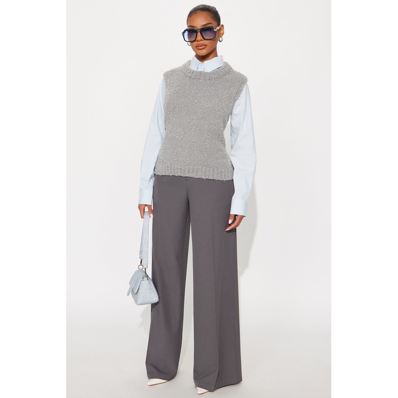 Beatrice Hardware Wide Leg Trouser Pant 33 – Charcoal