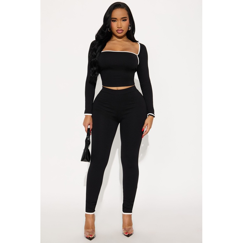 Bri Skinny Leg Pant Set – Black/White