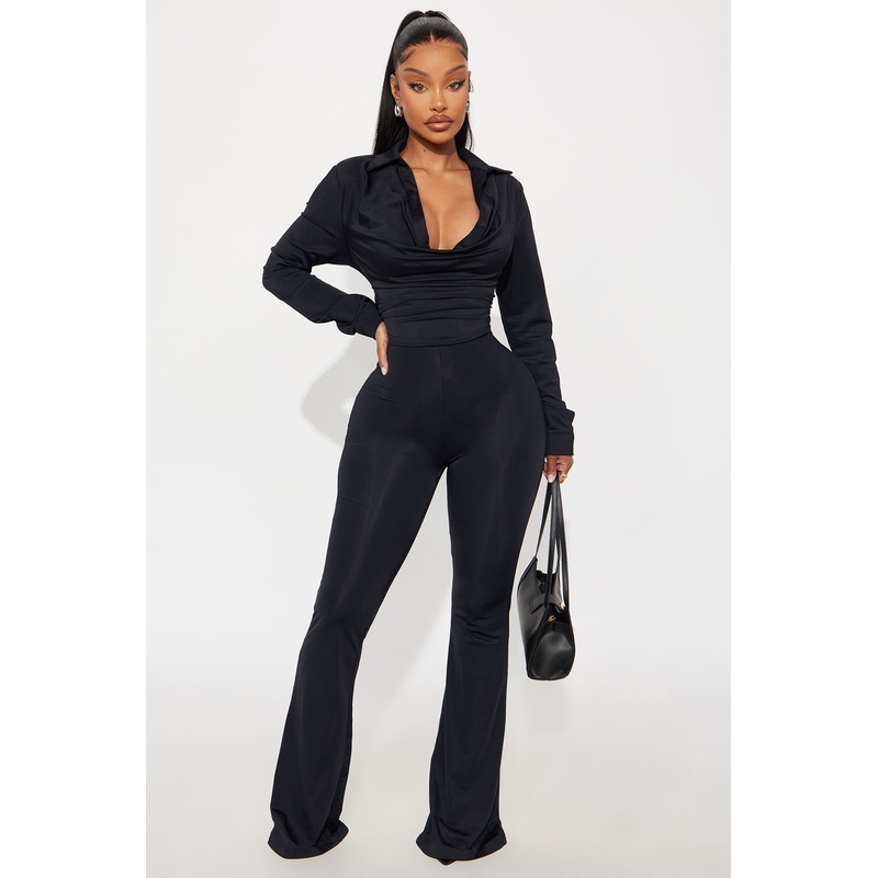 Claire Tricot Flare Jumpsuit – Black