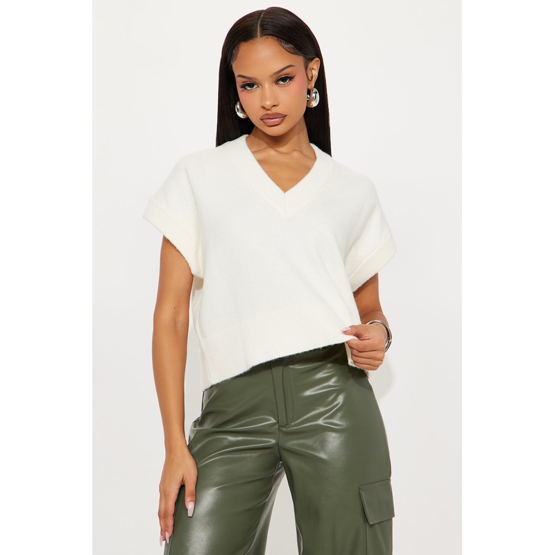 Cuddle Me V Neck Sweater – Cream