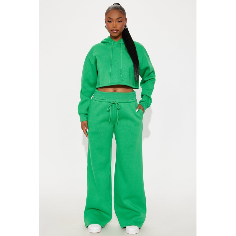 Don’t Sweat It Foldover Waist Fleece Pant Set – Kelly Green